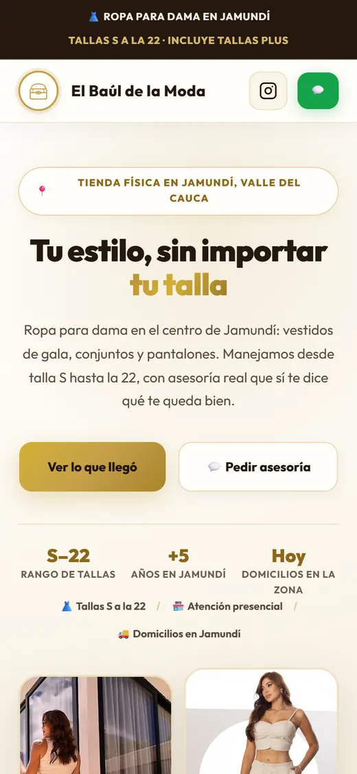 Así se ve bauldelamoda.negociocontigo.com en un celular