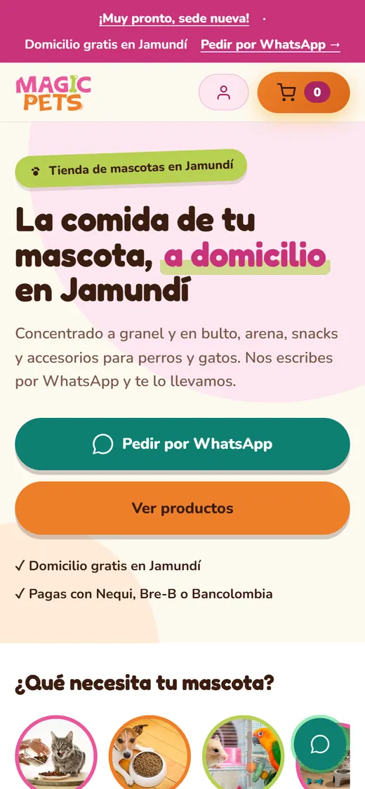 Así se ve magicpetsjamundi.com en un celular