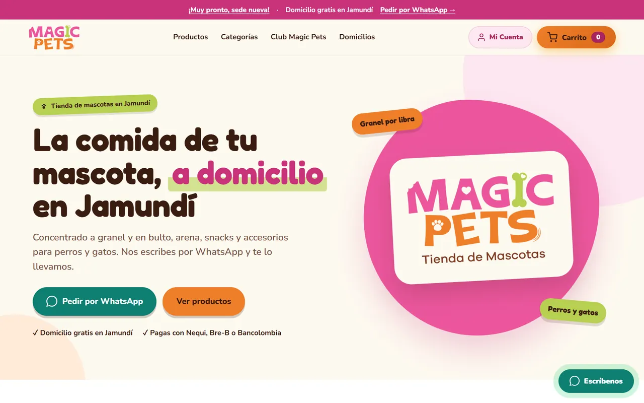 Así se ve magicpetsjamundi.com en un computador