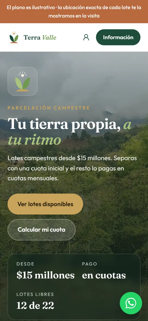 Así se ve terravalle.com.co en un celular