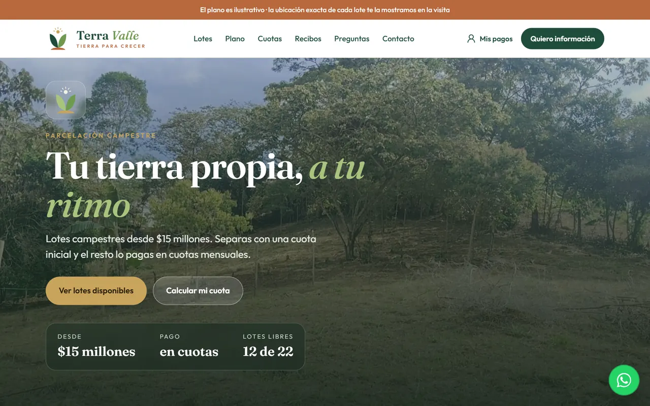 Así se ve terravalle.com.co en un computador