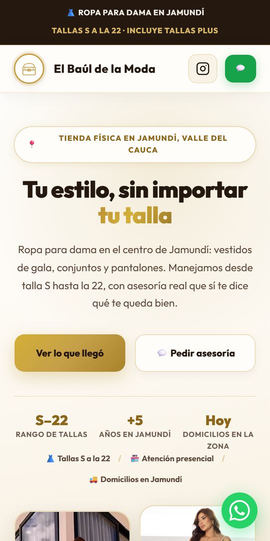 Así se ve bauldelamoda.negociocontigo.com en un celular
